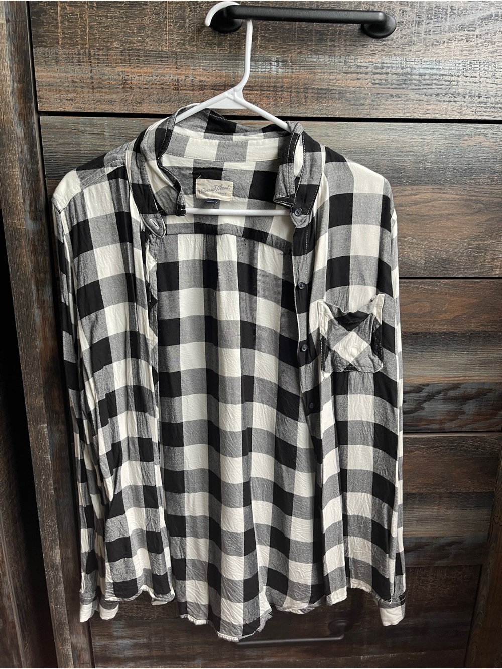 Target Black and White Buffalo Plaid Button-Up Shirt